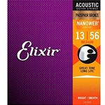 Elixir Phosphor Bronze Acoustic Guitar Strings w NANOWEB Coating, Medium (.013-.056) 16102