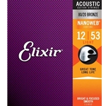 Elixir 80/20 Bronze Acoustic Guitar Strings w NANOWEB Coating, Light (.012-.053) 11052