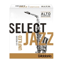 D'Addario Select Jazz Alto Sax Reeds 3 Hard Unfiled, 10-pack RRS10ASX3H