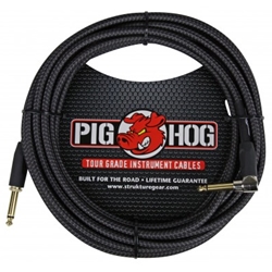 Pig Hog Black Right Angle 20ft Instrument Cable PCH20BKR