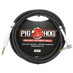 Pig Hog 10' Instrument Cable W/Rt Angle PH10R
