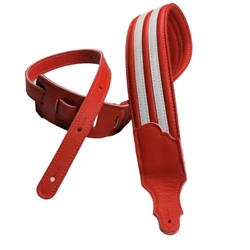 Franklin Guitar Strap, 2.5" Hot Rod Padded Guitar & Bass Strap, Red and White HR-R-WH
