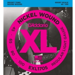 D'Addario XL, EXL170 Nickel Wound Bass Guitar String Set Light 45-100 Short Scale EXL170S